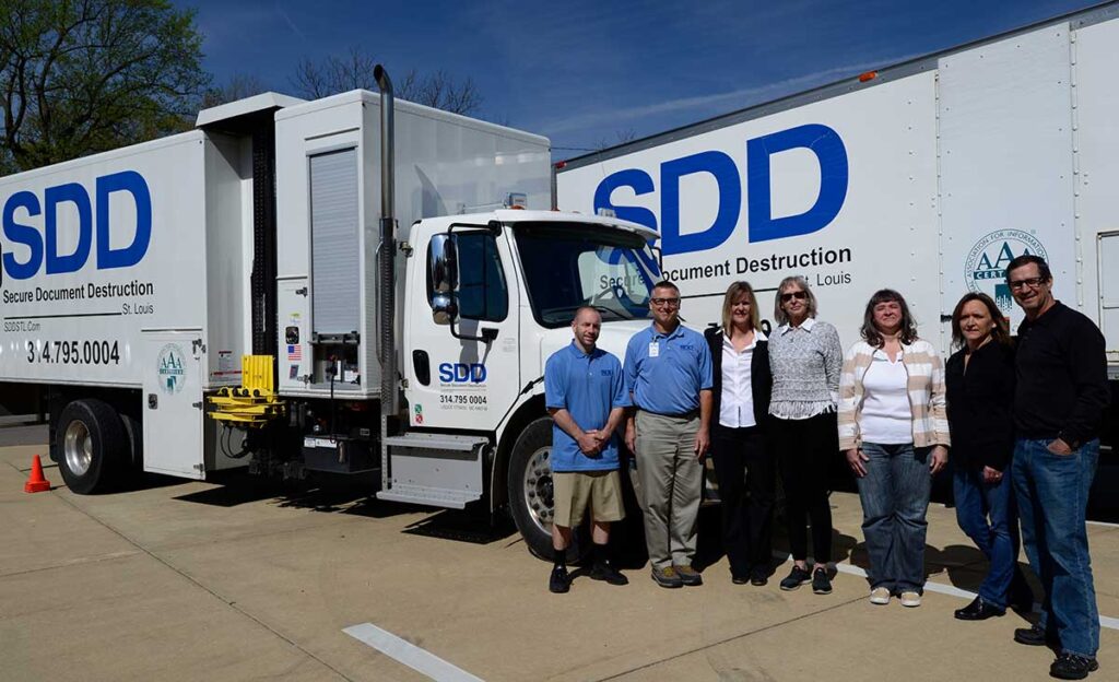 Our team serves the St. Louis area with three large mobile shredding trucks.